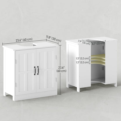 Meuble sous-lavabo double porte avec tablette ajustable