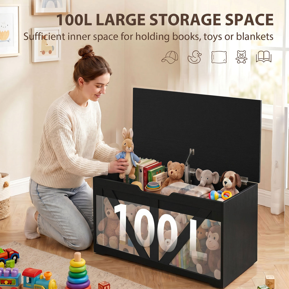 Coffre de rangement rustique 80 cm