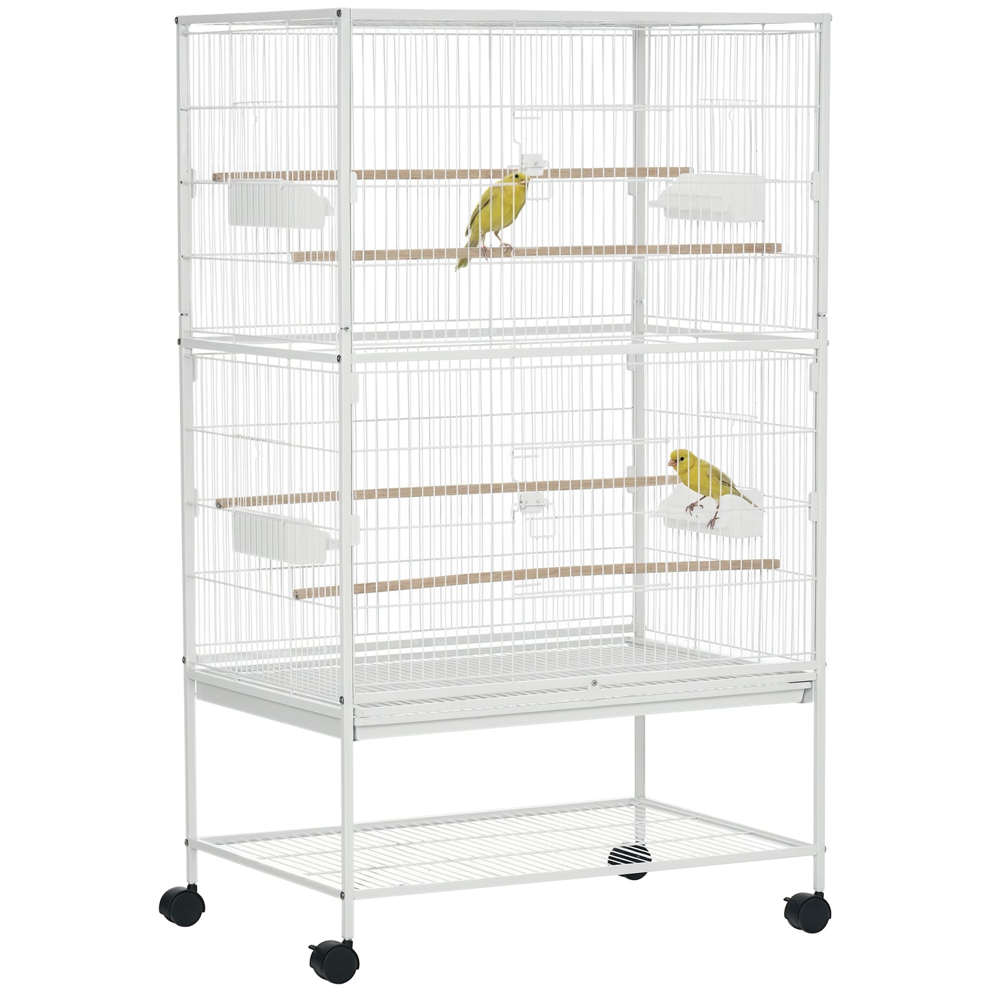Grande cage à oiseaux en acier avec roulettes et perchoirs