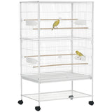 Grande cage à oiseaux en acier avec roulettes et perchoirs