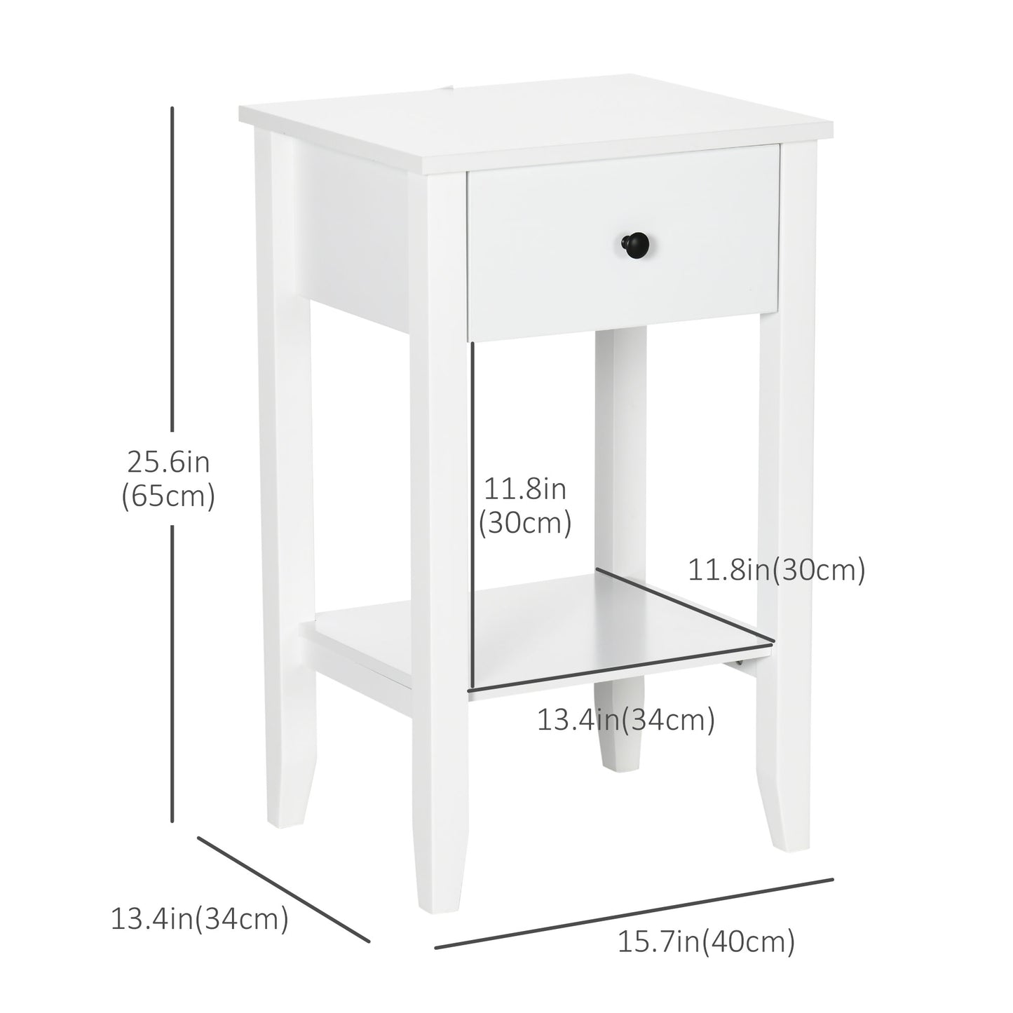 Tables de chevet 2 tiroirs et tablette inférieure — ensemble de 2