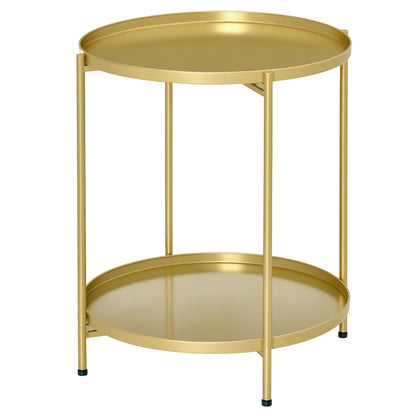 Table d'appoint ronde à deux plateaux amovibles