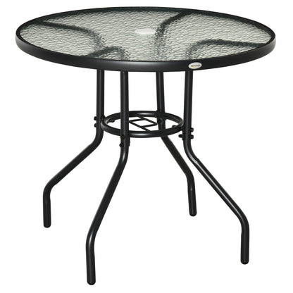 Table de patio ronde 80cm avec trou parasol