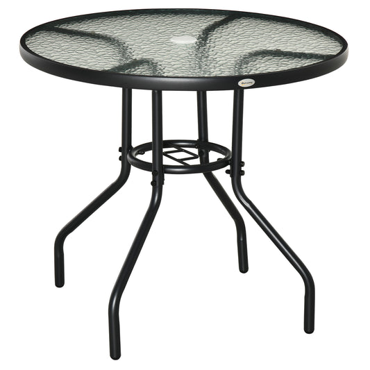 Table de patio ronde 80cm avec trou parasol