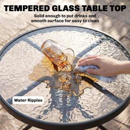 Ensemble bistro pliant 3 pièces avec table en verre