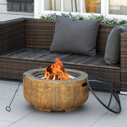 Foyer de patio 60 cm métal bois — Design bois rustique