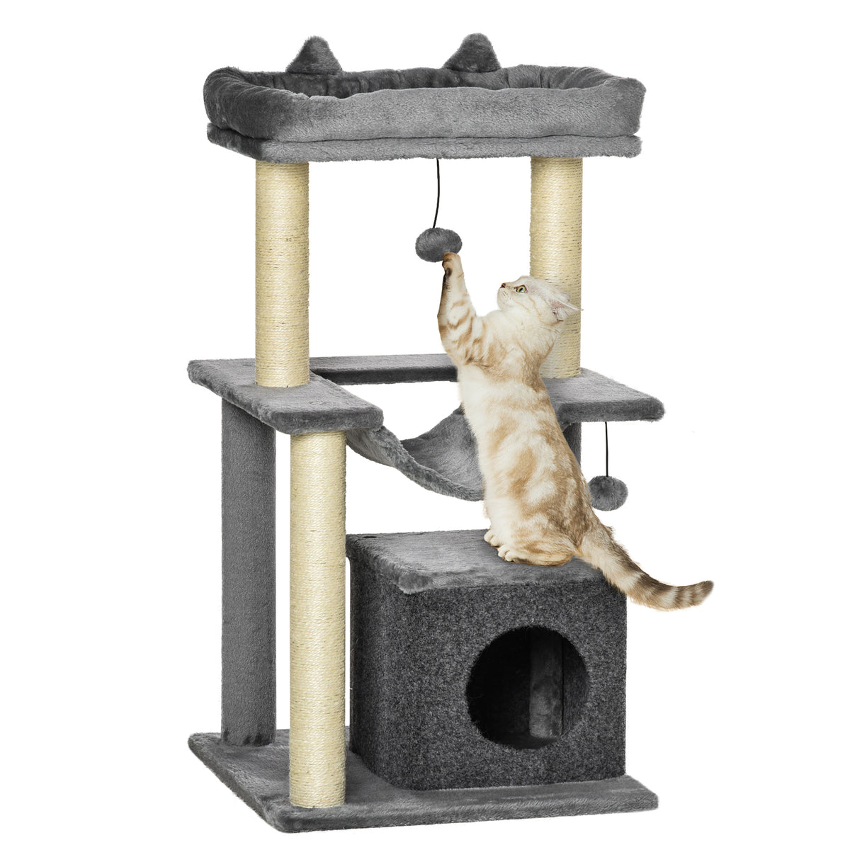 Tour à chat multi-niveaux 99 cm — Gris