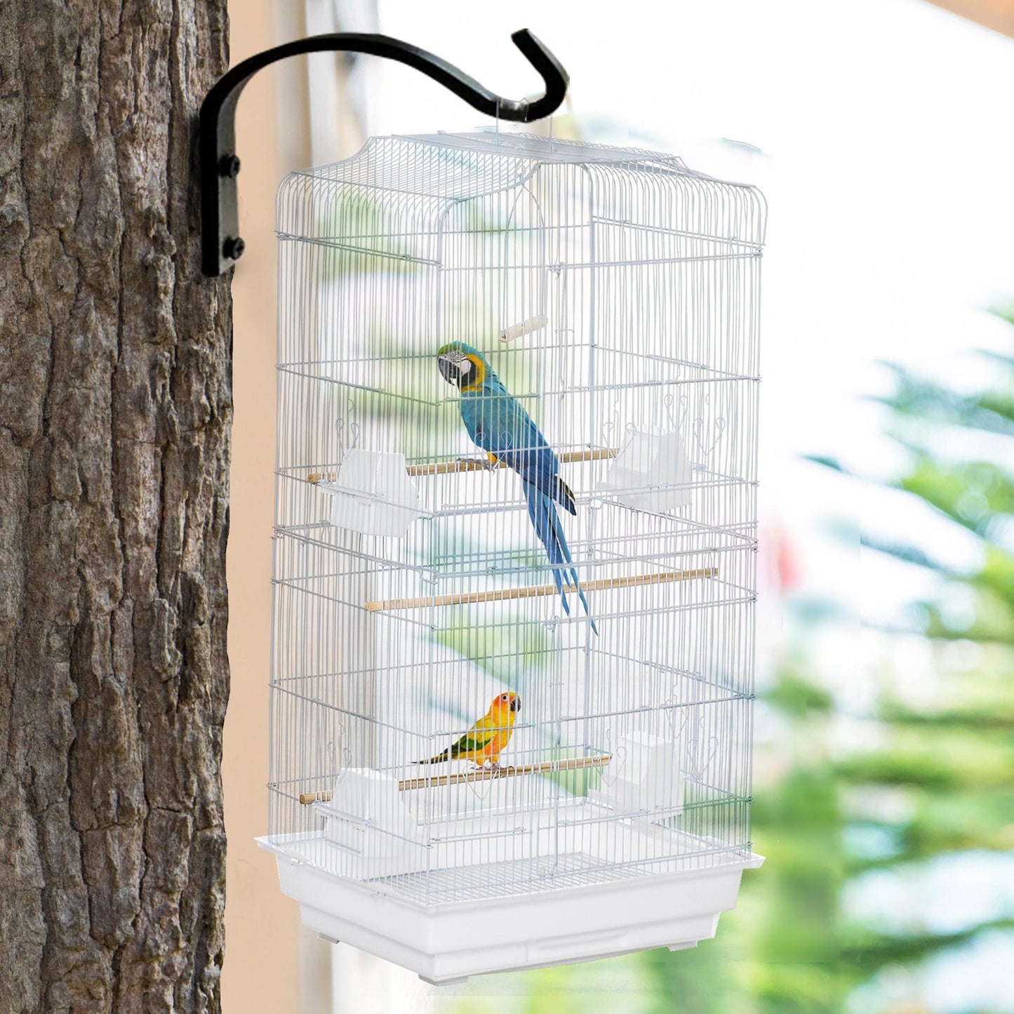 Cage à oiseaux vol libre 2 portes avec perchoirs