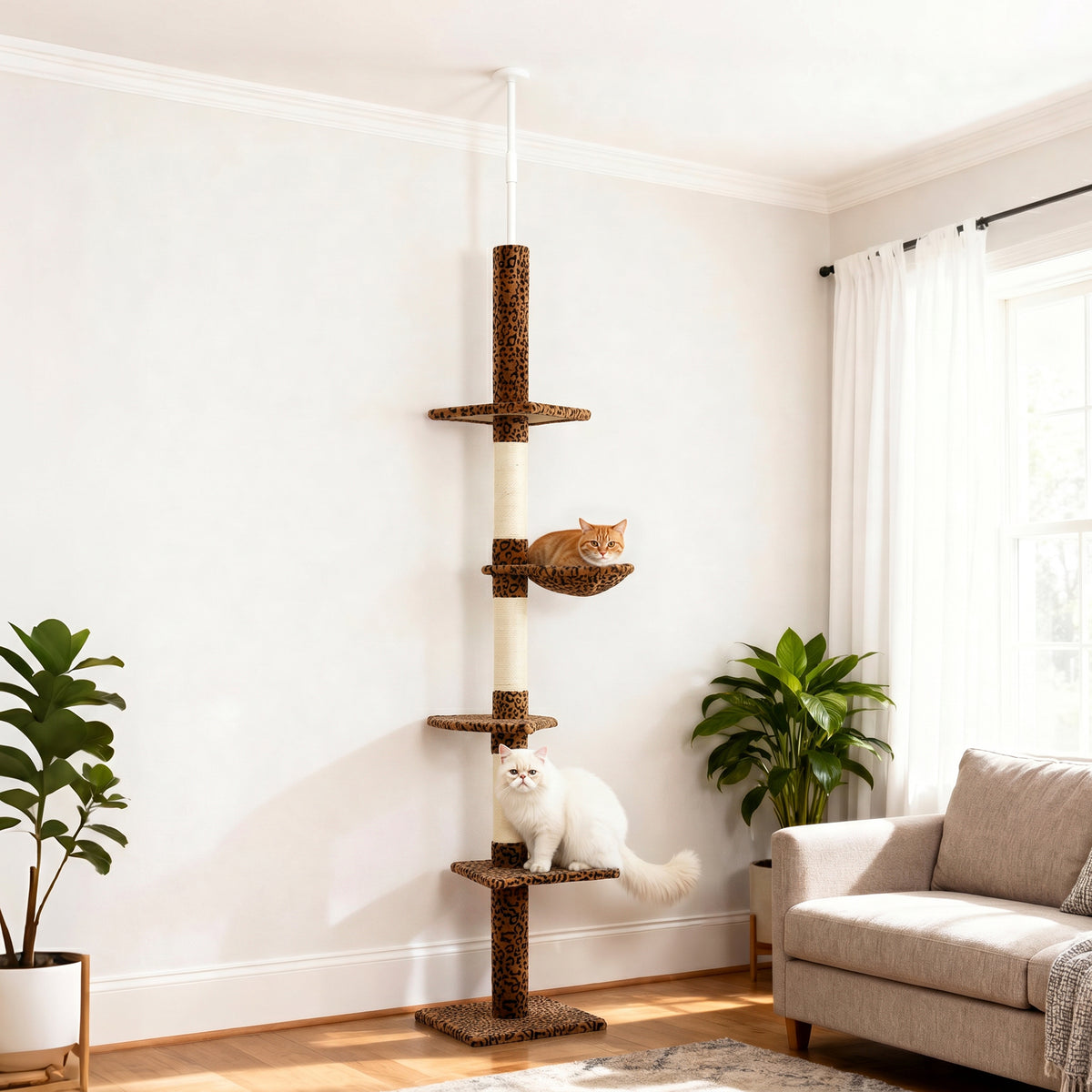 Arbre à chat 5 niveaux sol au plafond — Léopard