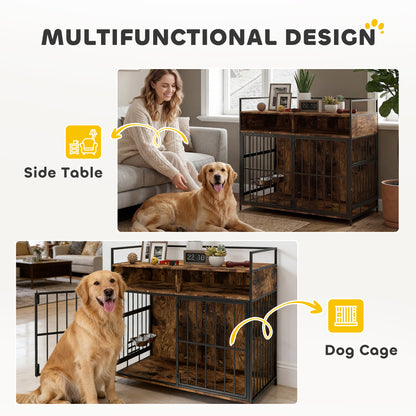 Cage pour chien meuble table d'appoint bols pivotants
