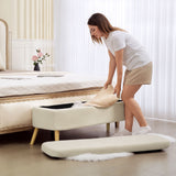 Banc de rangement en bouclette rembourré 120 cm