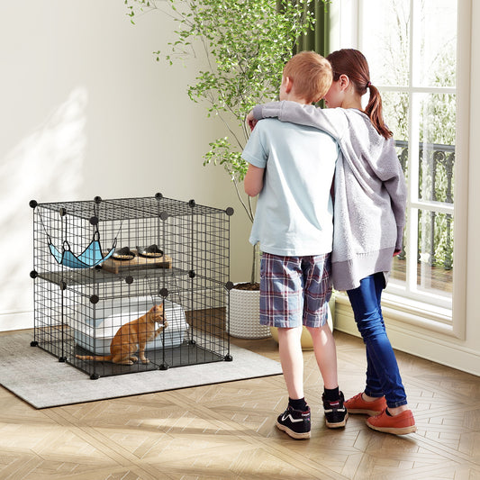 Enclos pour chat modulaire à 2 niveaux