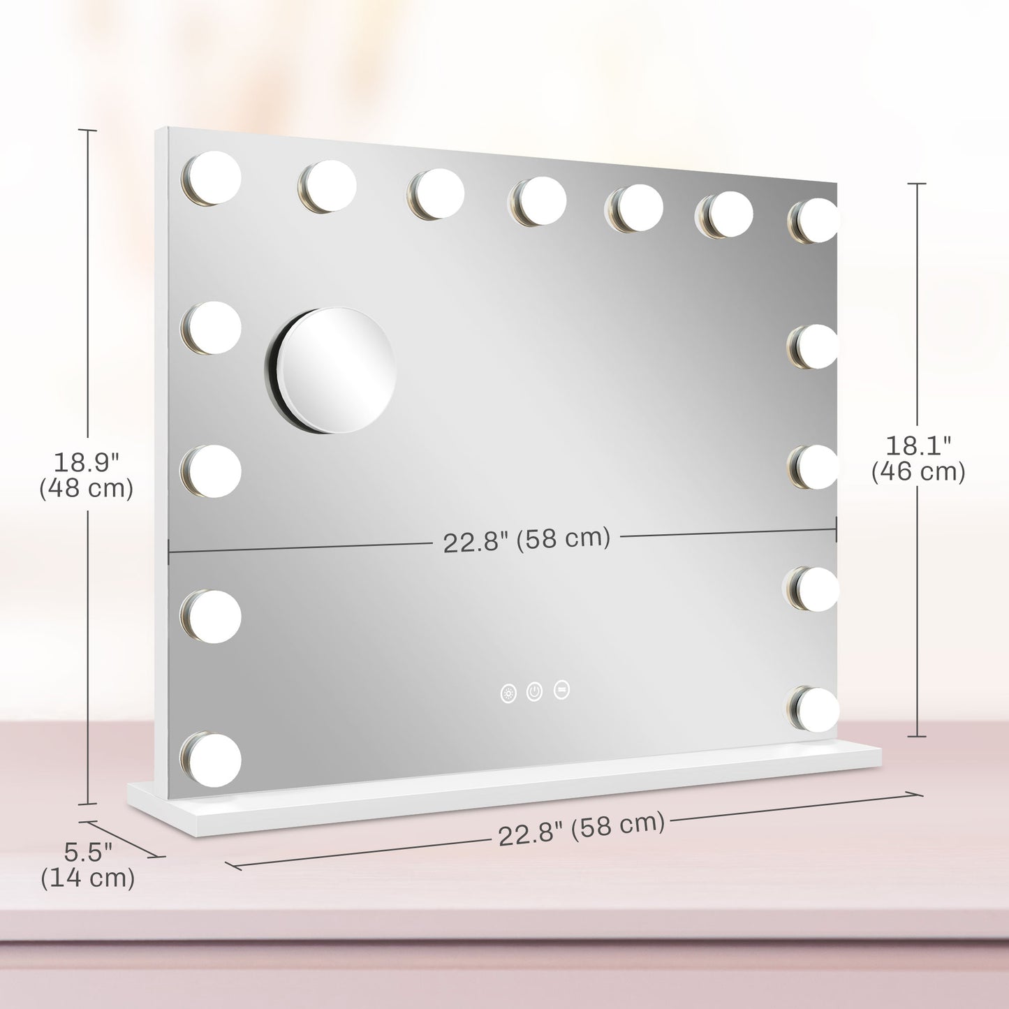 Miroir de maquillage Hollywood DEL 3 modes d'éclairage