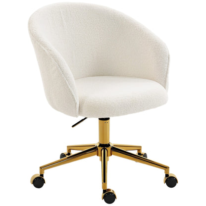 Chaise de bureau en teddy fleece pivotante réglable