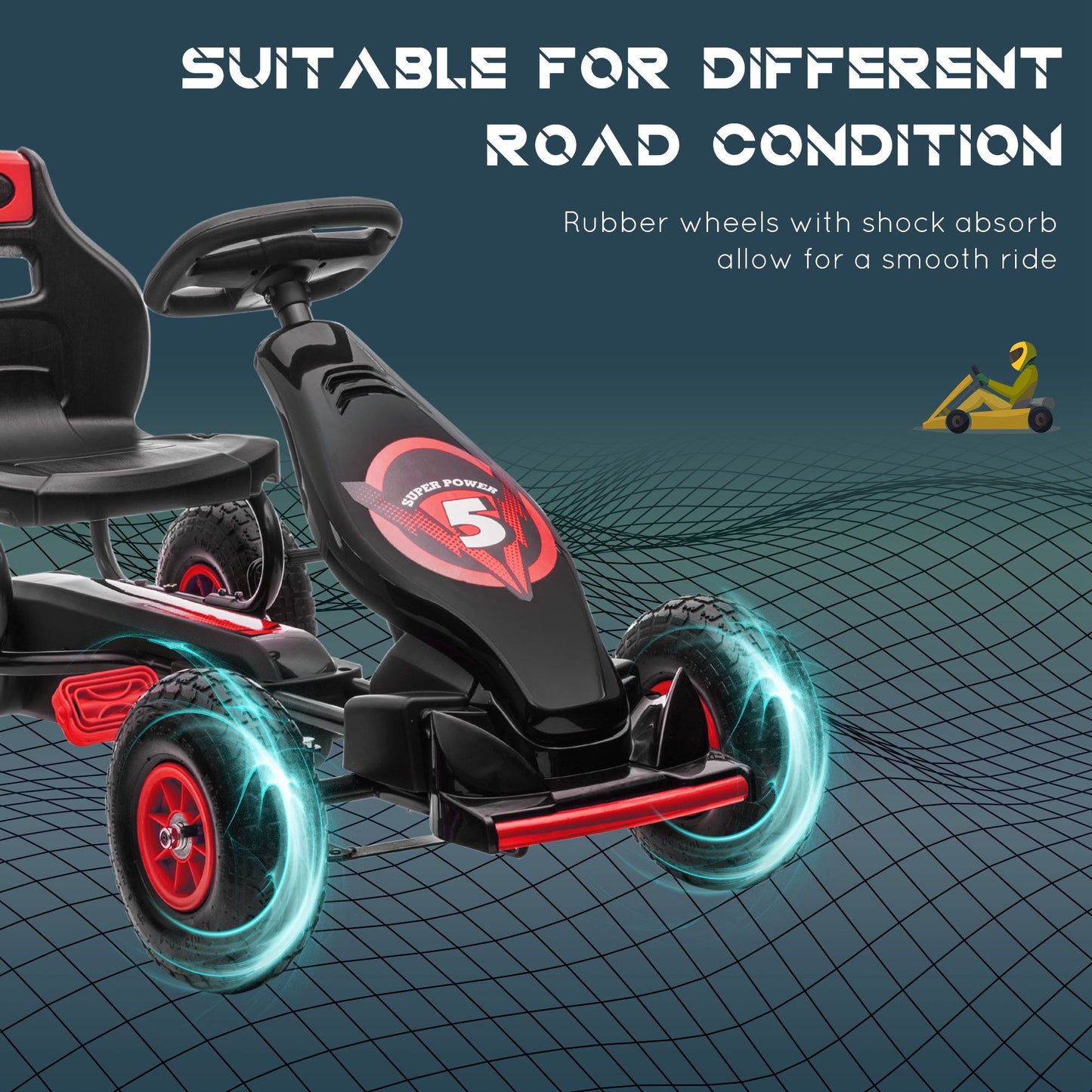 Kart à Pédales Aosom pour Enfants - Cadre Acier avec Freins