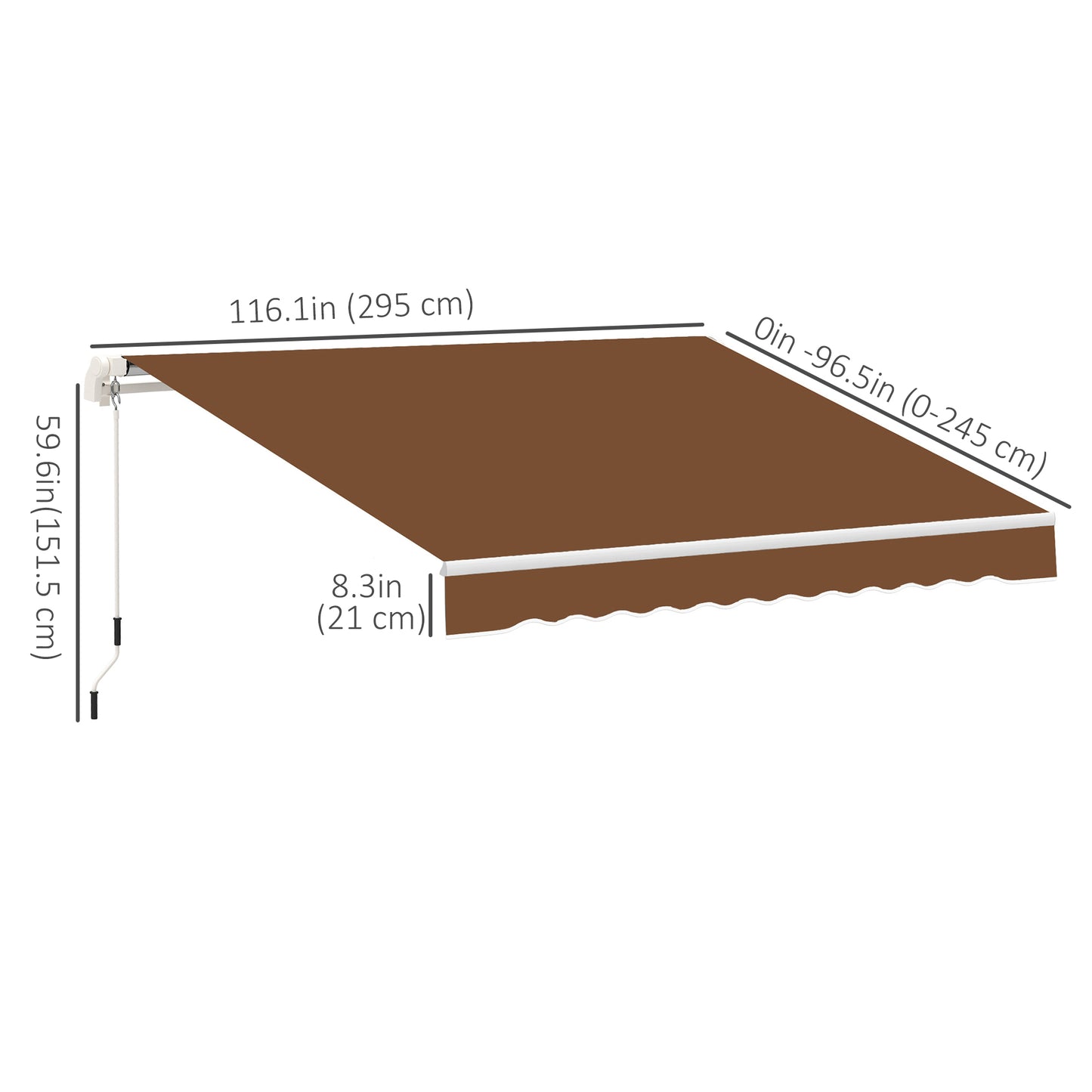 Store rétractable manuelle 305 x 245 cm — rayures rouges