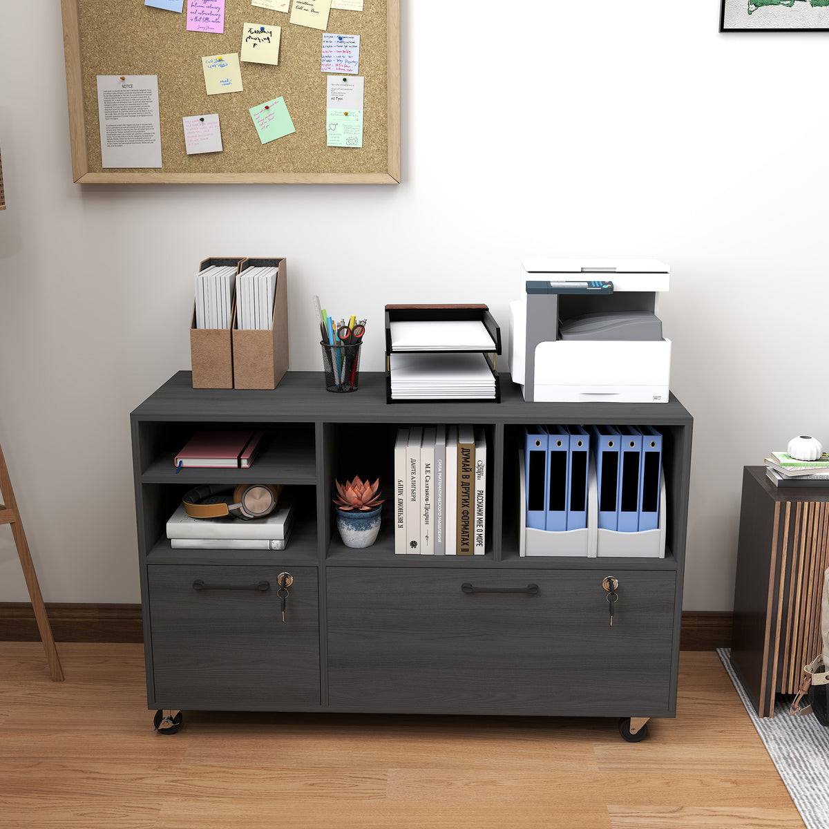 Caisson de bureau mobile verrouillable avec station de recharge
