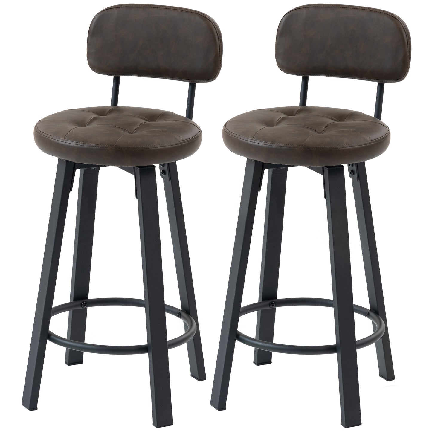 Tabourets de bar pivotants rembourrés ensemble de 2