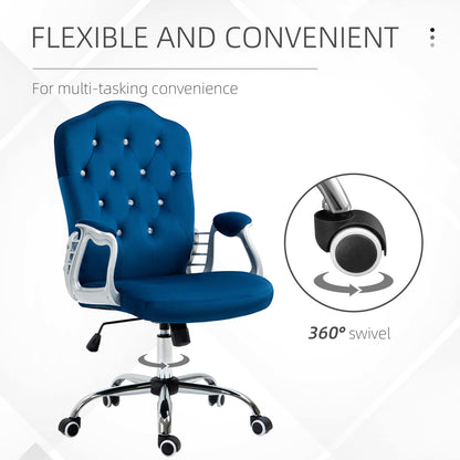 Chaise de bureau velours capitonnée réglable pivotante
