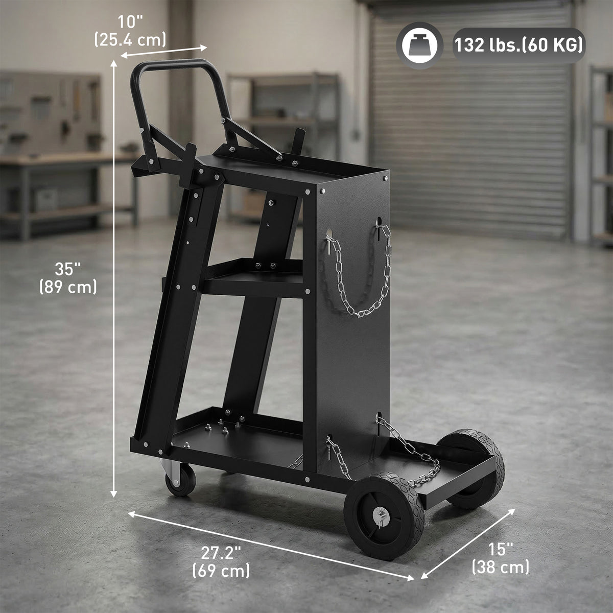 Chariot utilitaire de soudage à 3 tablettes