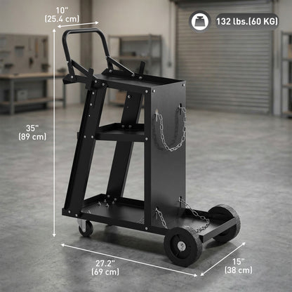 Chariot utilitaire de soudage à 3 tablettes