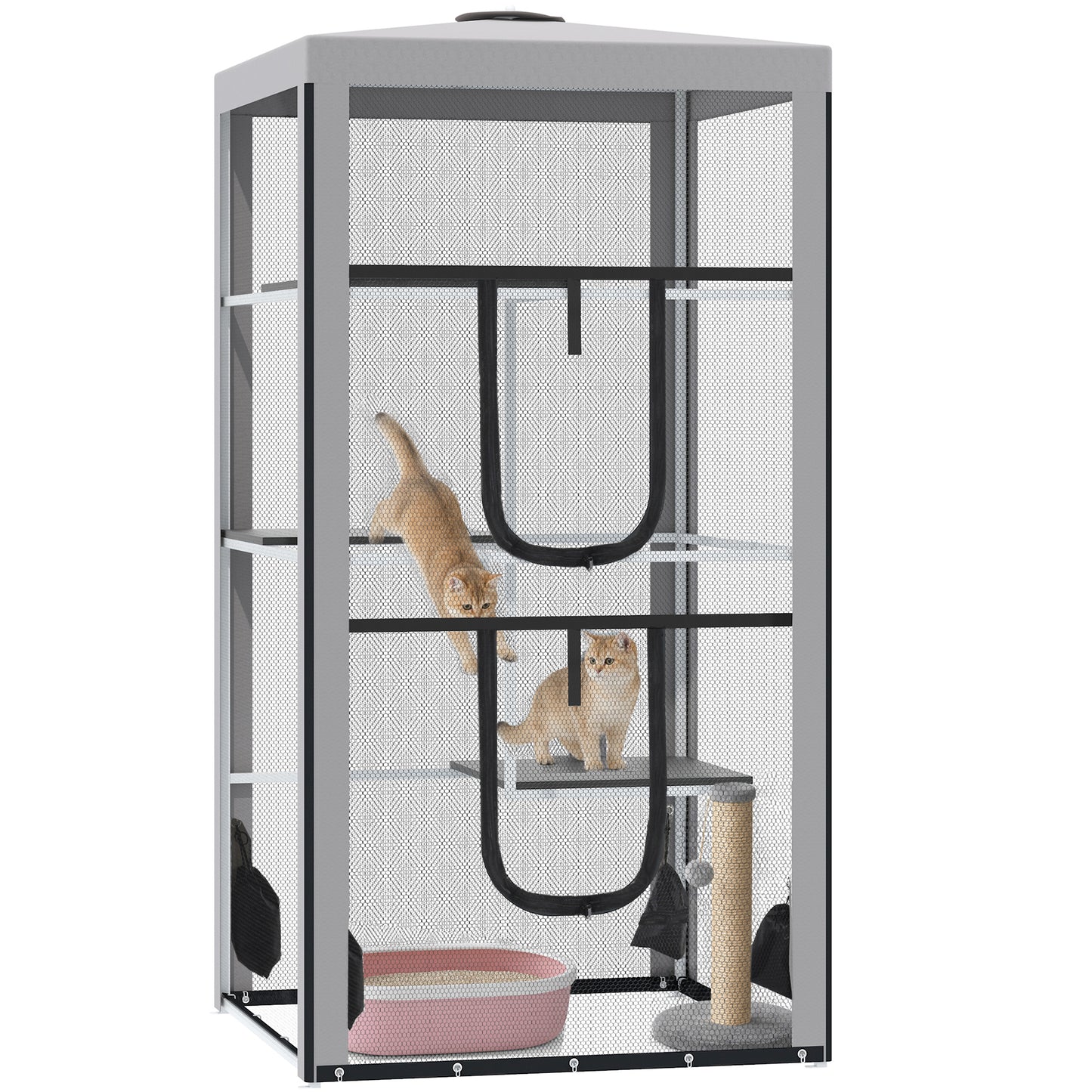 Enclos extérieur pour chat avec 3 plateformes 201 cm