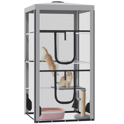 Enclos extérieur pour chat avec 3 plateformes 201 cm