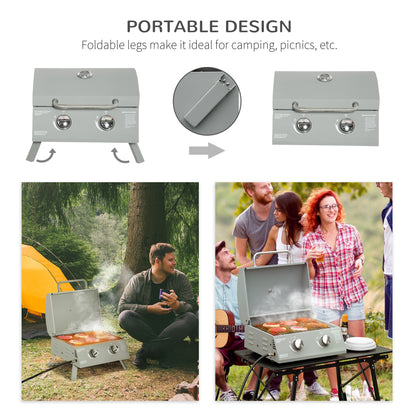 BBQ au propane portable 2 brûleurs pattes pliantes