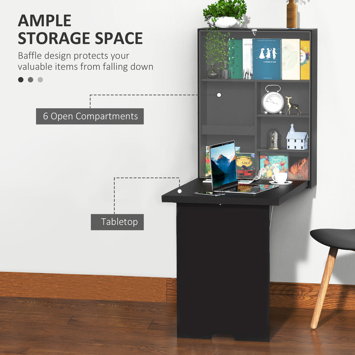Bureau mural escamotable convertible multifonctionnel