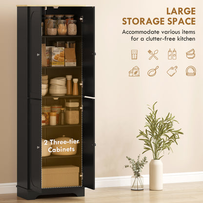 Armoire-garde-manger haute 4 portes avec tablettes ajustables