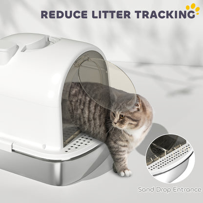 Litière pour chat en acier inoxydable avec scoop
