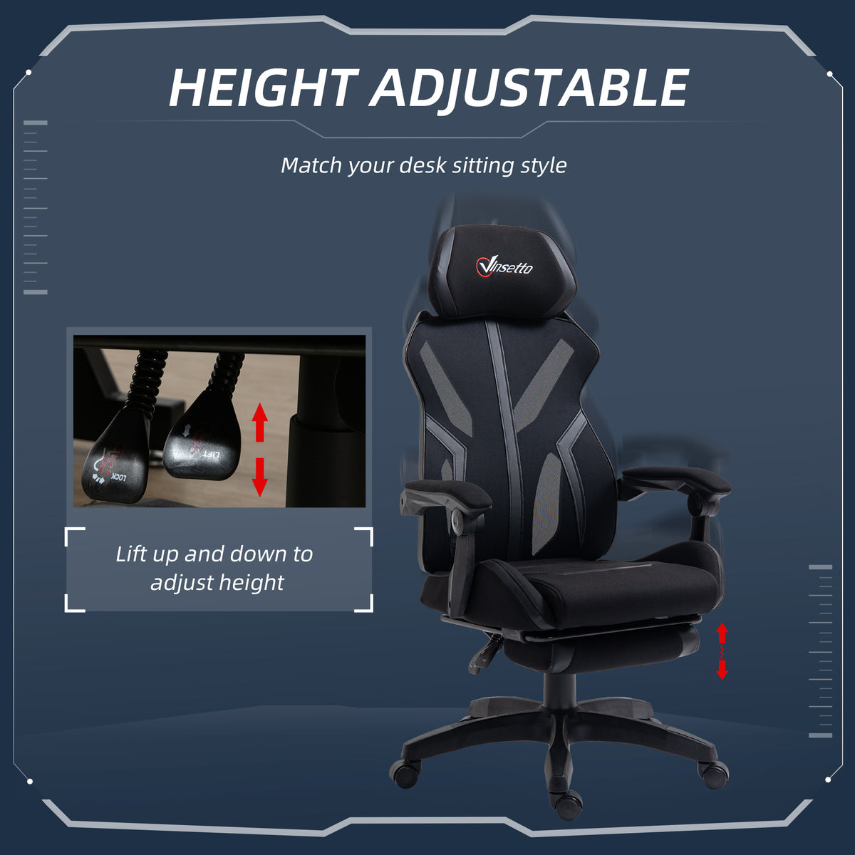 Chaise de jeux ergonomique avec repose-pieds