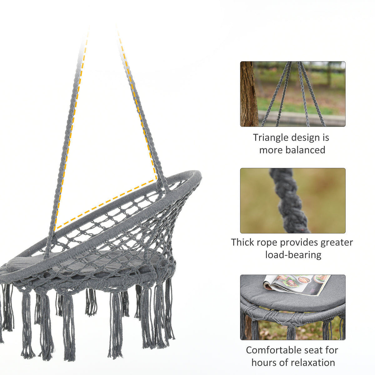 Chaise hamac suspendue bohème avec franges