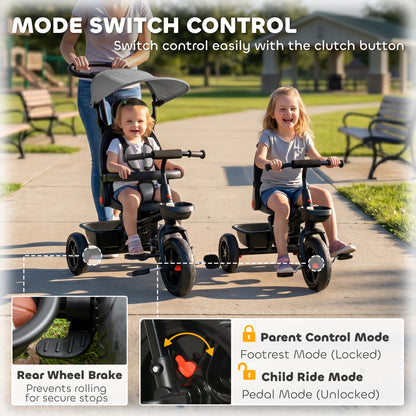 Tricycle évolutif 5-en-1 avec poignée parentale