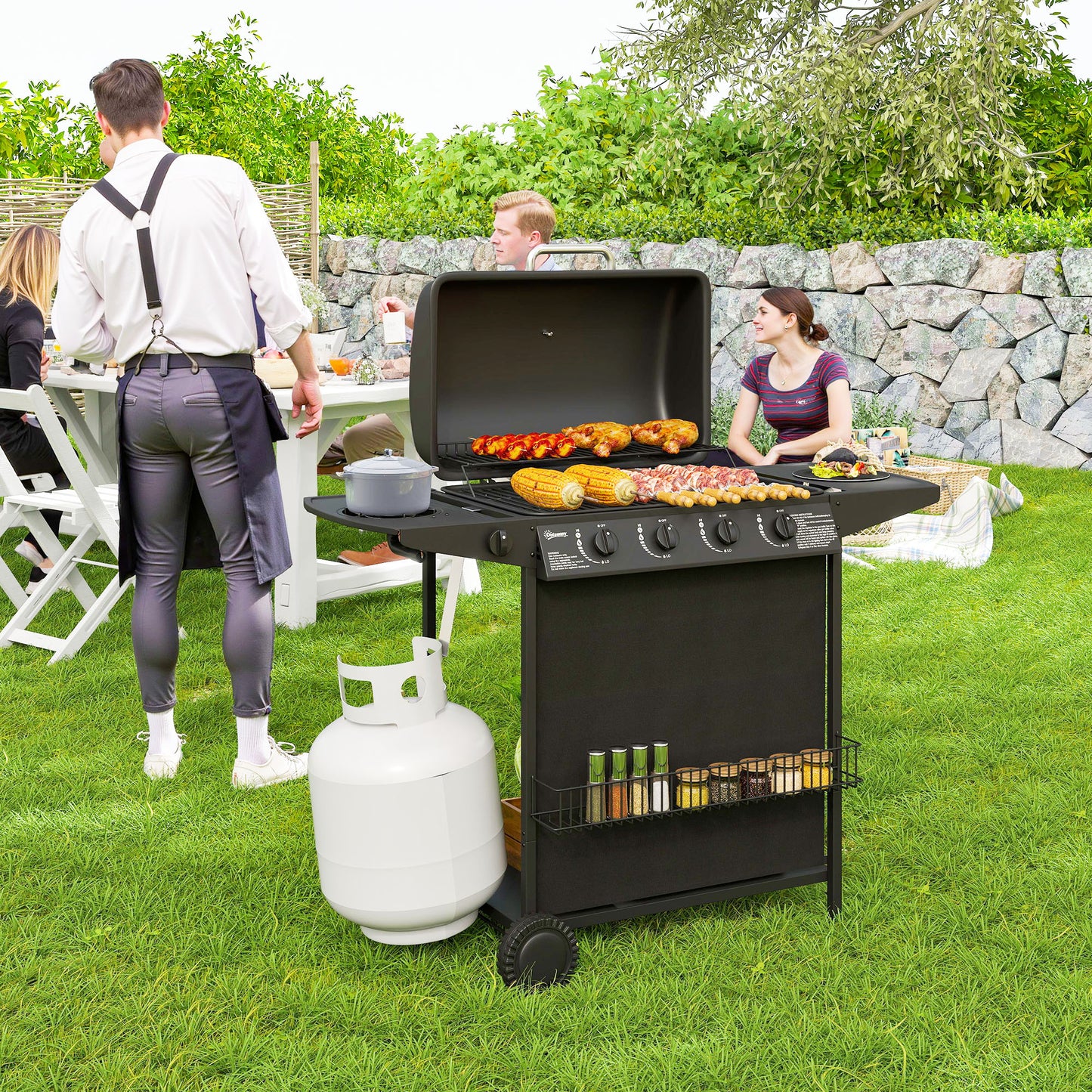 BBQ au propane 5 brûleurs avec brûleur latéral