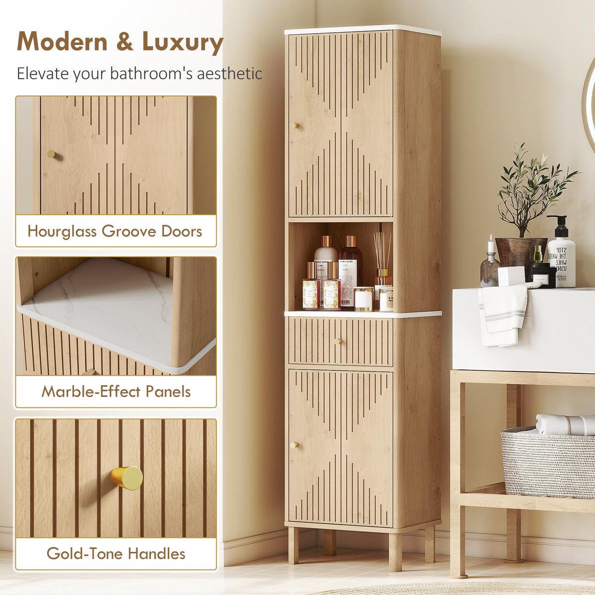 Armoire salle de bain 66 po — Chêne