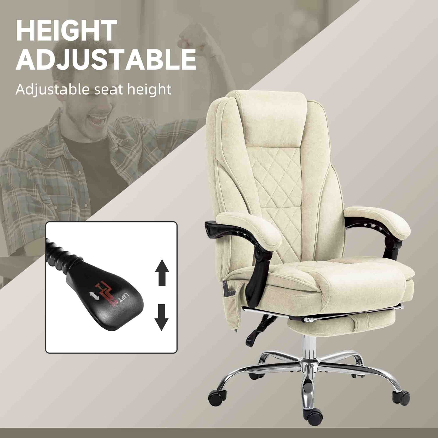 Chaise bureau massage inclinable avec repose-pieds ajustable
