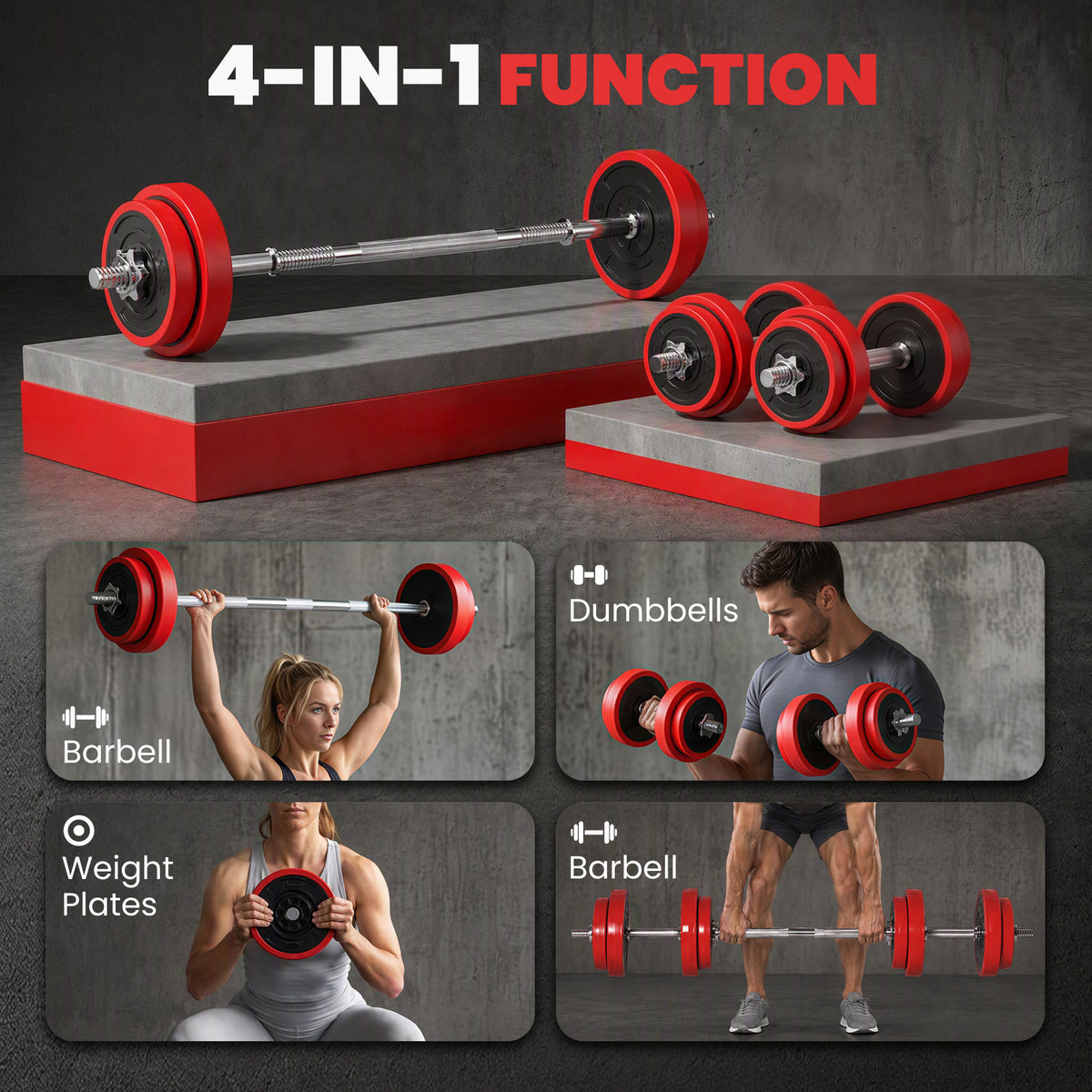 Ensemble haltères et barre de musculation réglable 20 kg