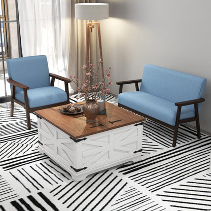 Fauteuil d'accent rembourré avec accoudoirs en bois