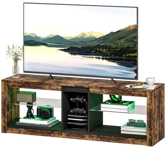 Meuble TV rustique à LED avec rangement