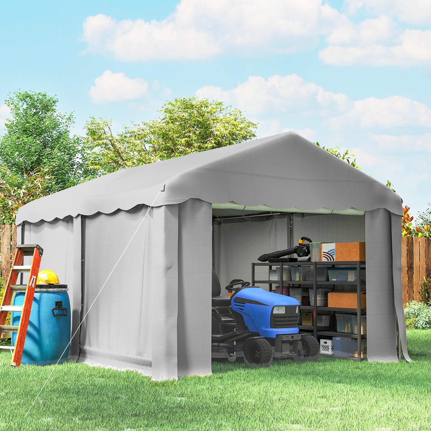 Abri de jardin portable toile imperméable 396 x 305 cm