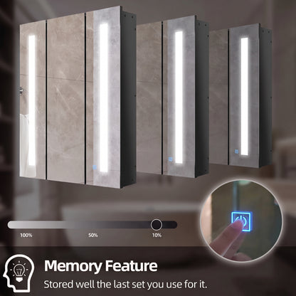 Armoire à miroir LED murale avec étagères ajustables