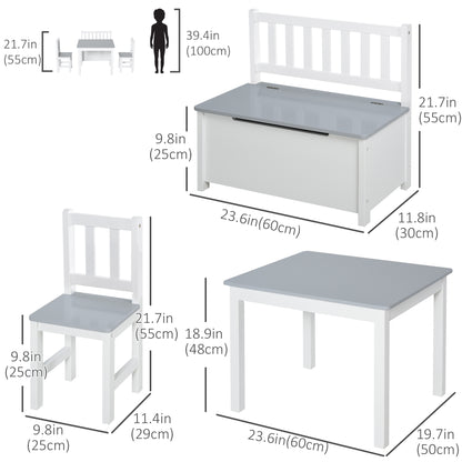 Ensemble table et chaises pour enfants en bois — Lot de 4