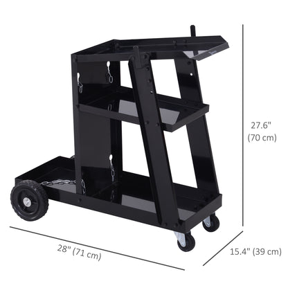 Chariot de soudage 3 tablettes avec chaînes de sécurité