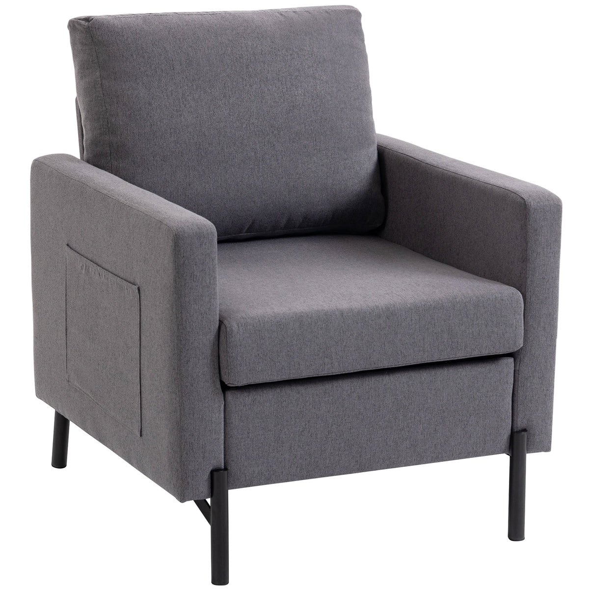 Fauteuil d'appoint rembourré avec poches latérales