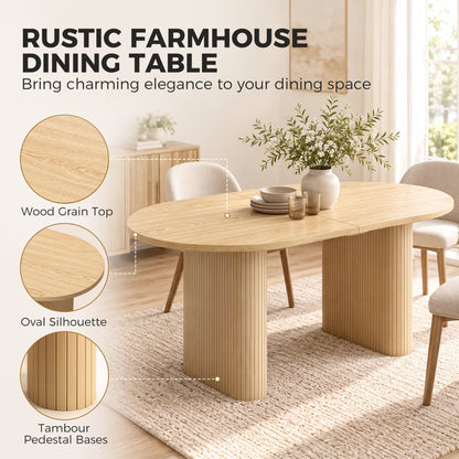 Table à manger rustique style fermette ovale bois