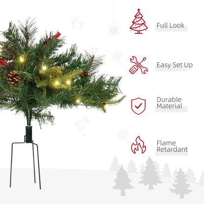 Sapins de Noël artificiels prééclairés 46 cm avec baies — Lot de 2