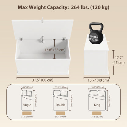 Coffre de rangement relevable en bois composite de 80 cm