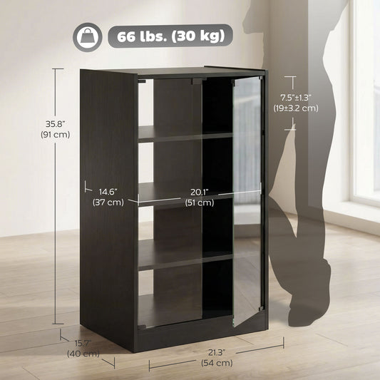 Meuble audiovisuel 5 niveaux portes vitrées push-to-open