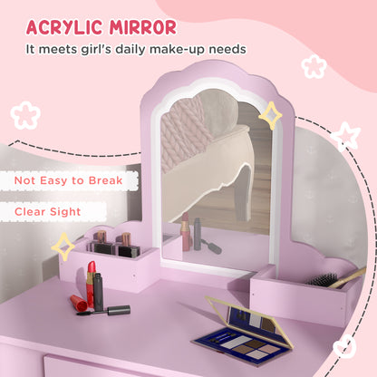 Coiffeuse enfant avec miroir et tabouret design nuage